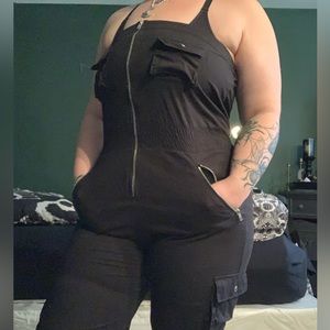 strapless cargo jumpsuit